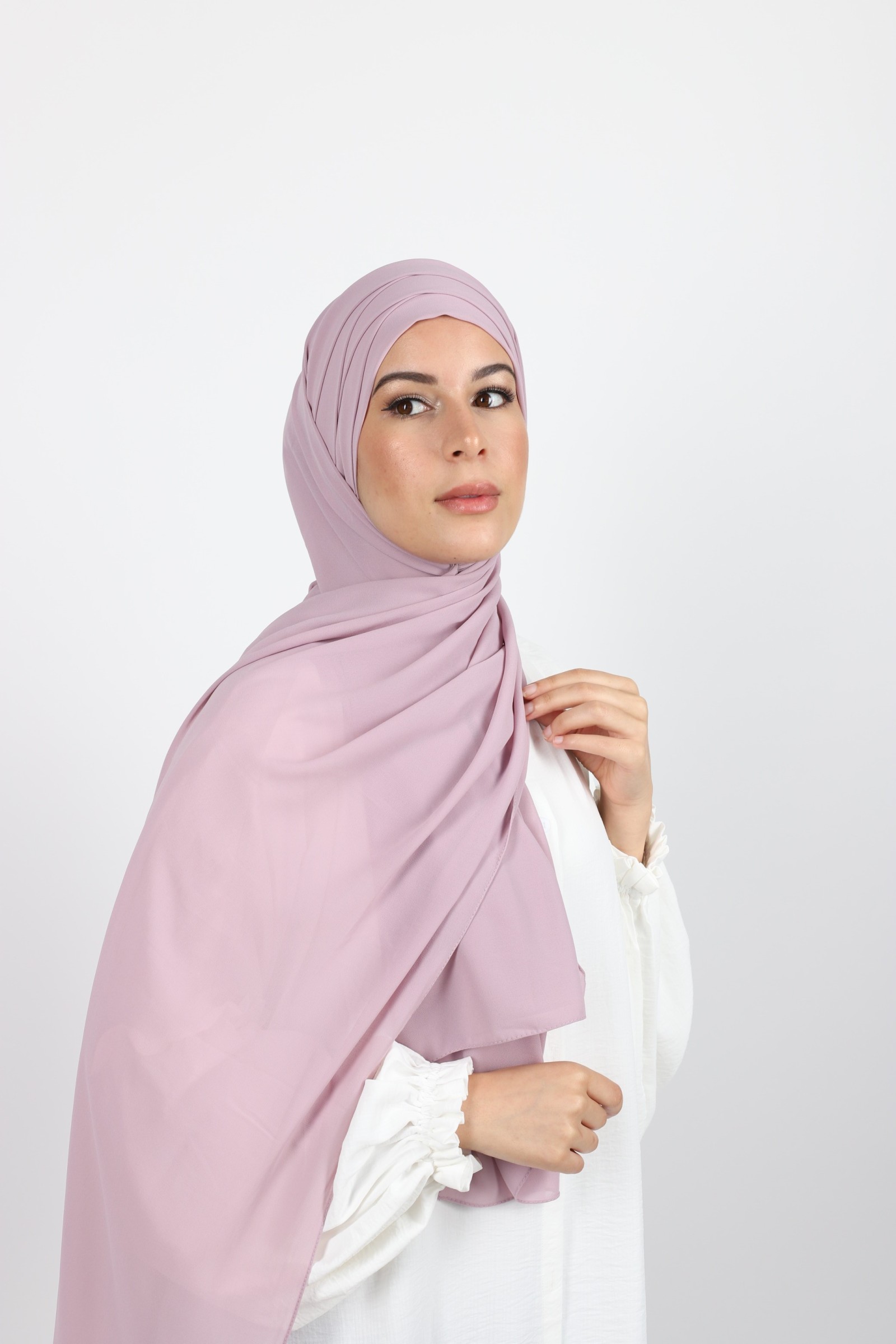 Hijab prêt a porter mauve pour femme hidjab jeune fille