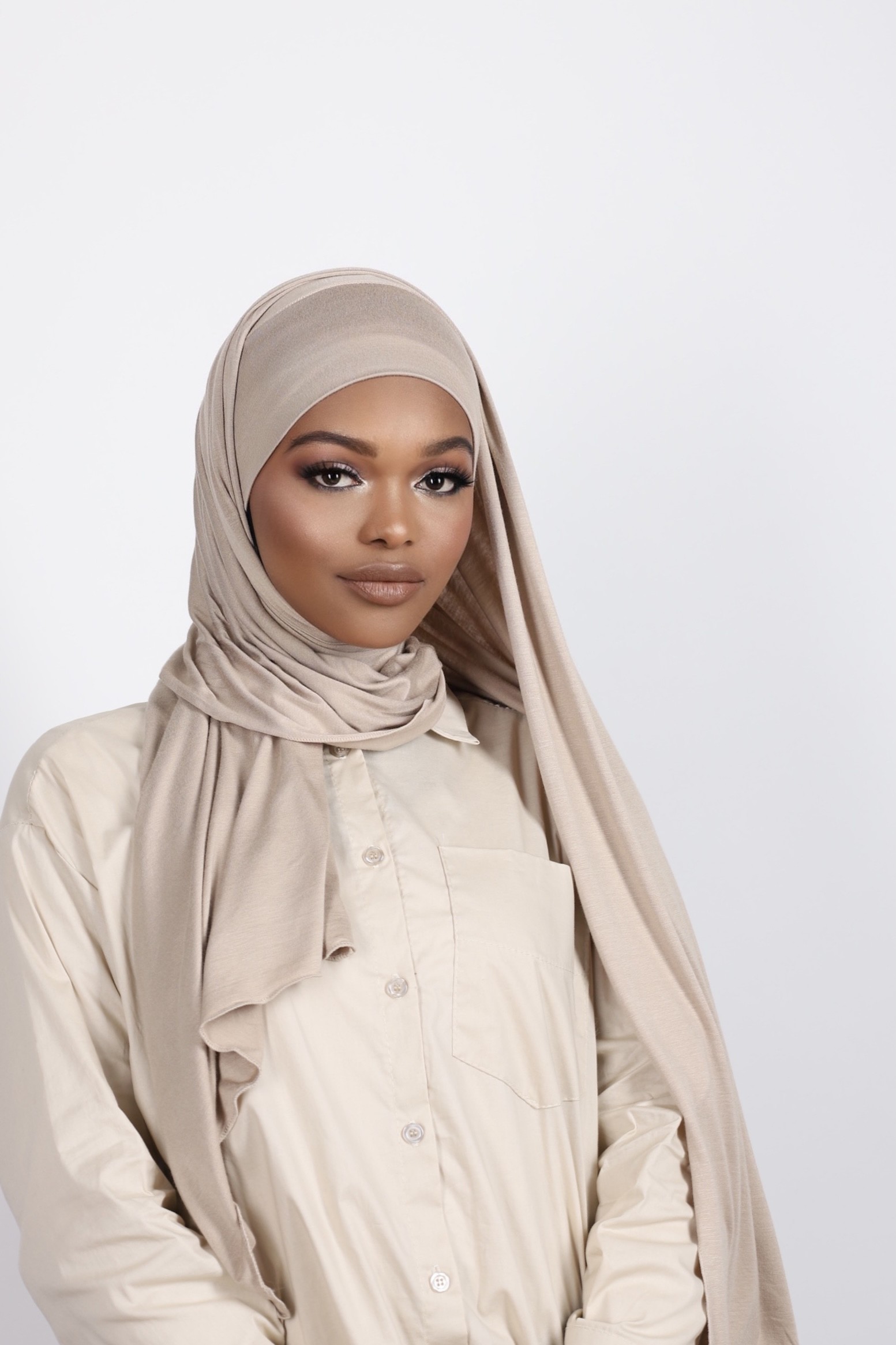 Hijab a enfiler beige