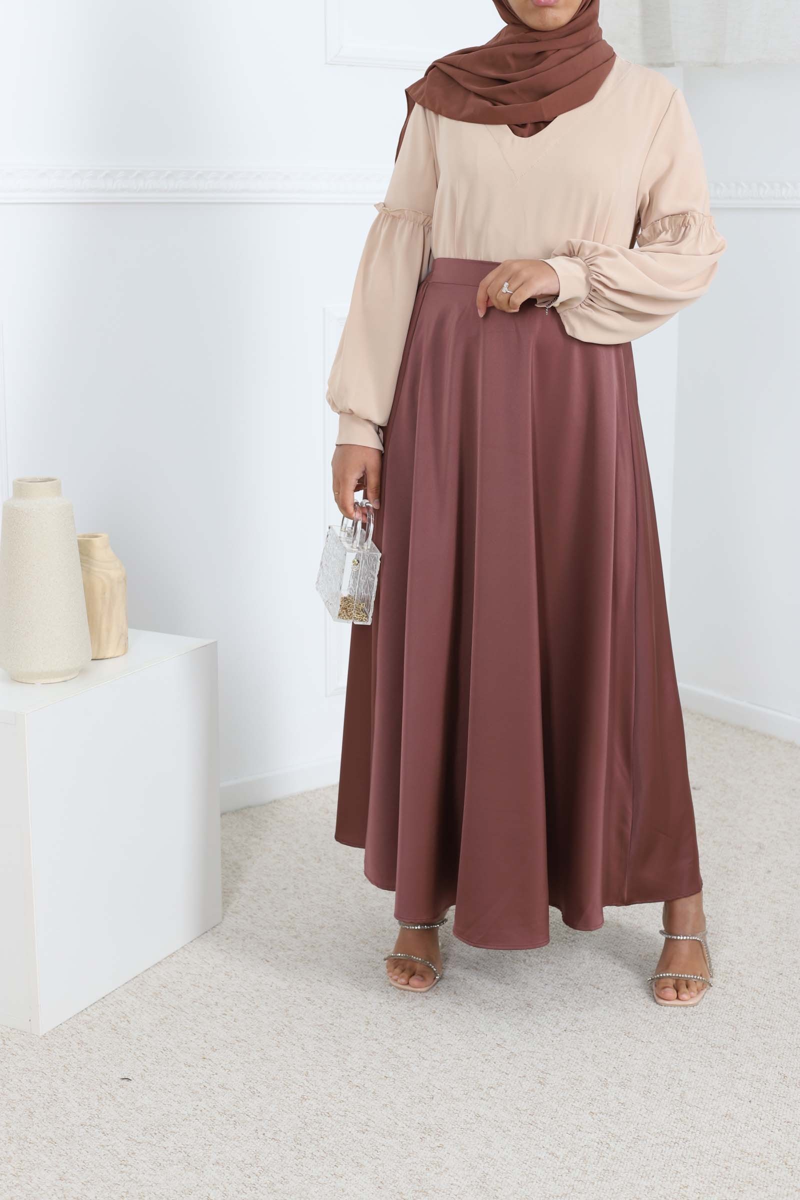 Jupe taille haute musulmane hijab mode islamique , jupe évasée femme