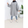 Sweat large à capuche manches bouffantes