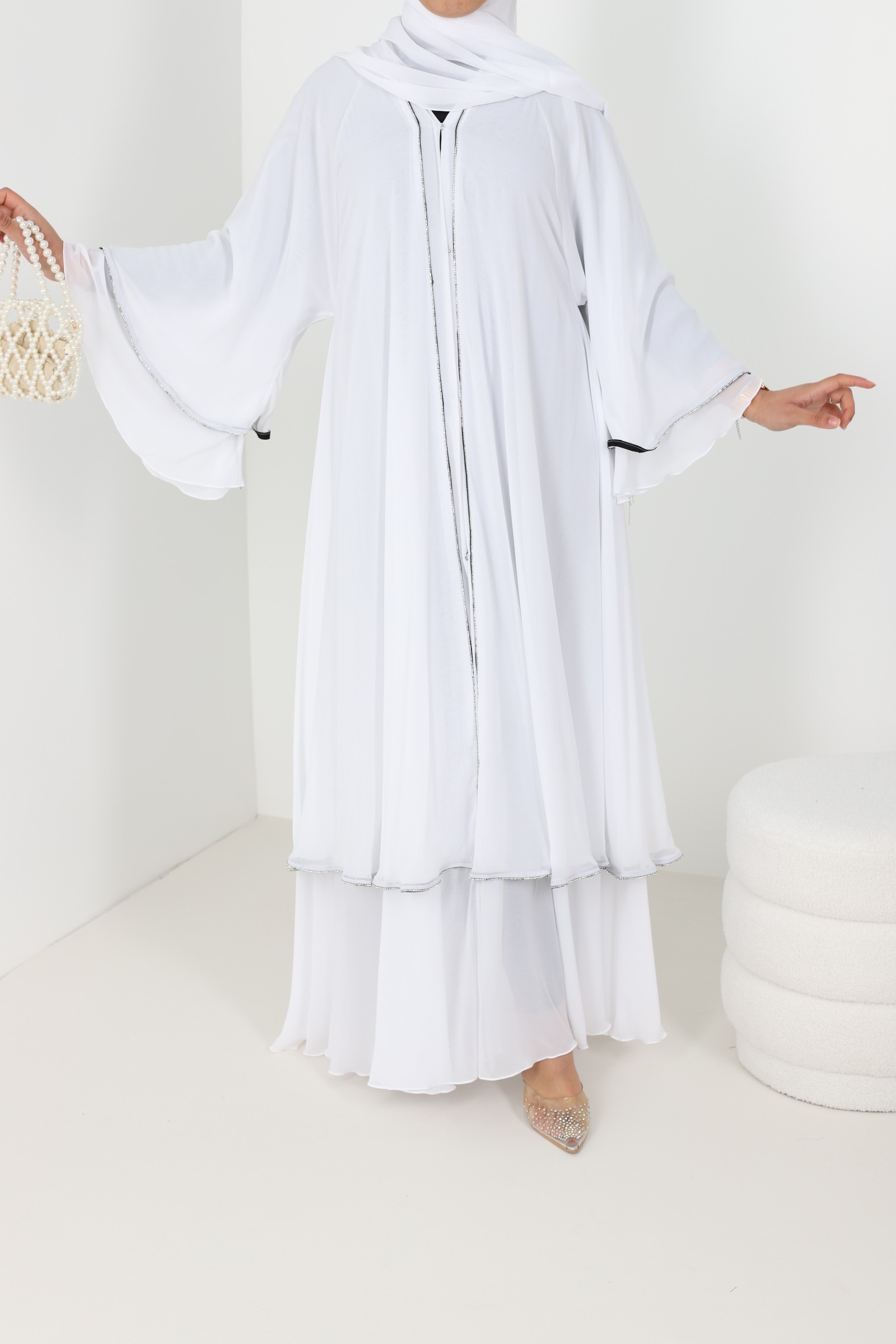 Abaya kimono Dubai strass ramadan 2024, pas chère