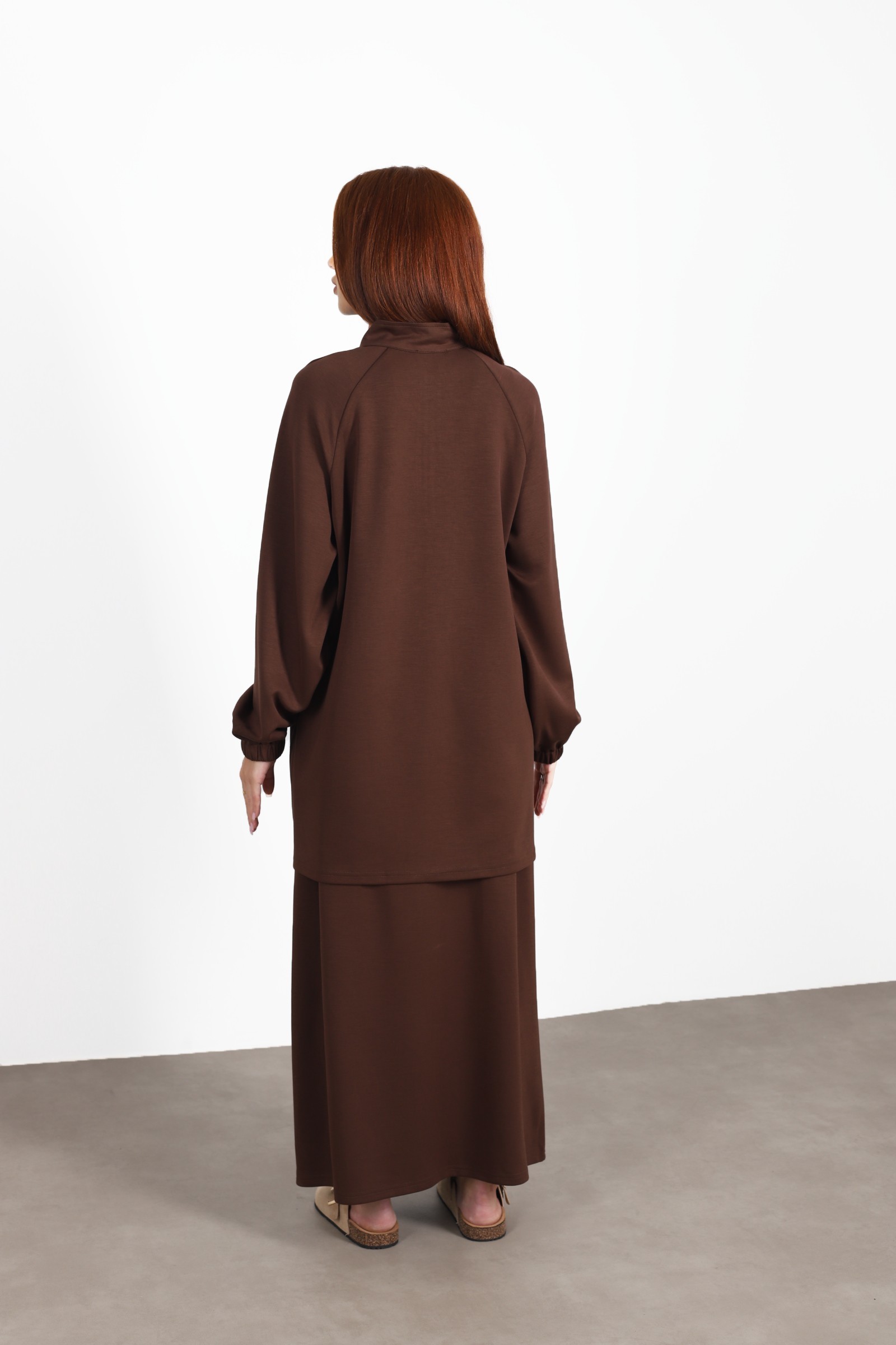 Set woman veiled skirt brown, hijeb woman 2023