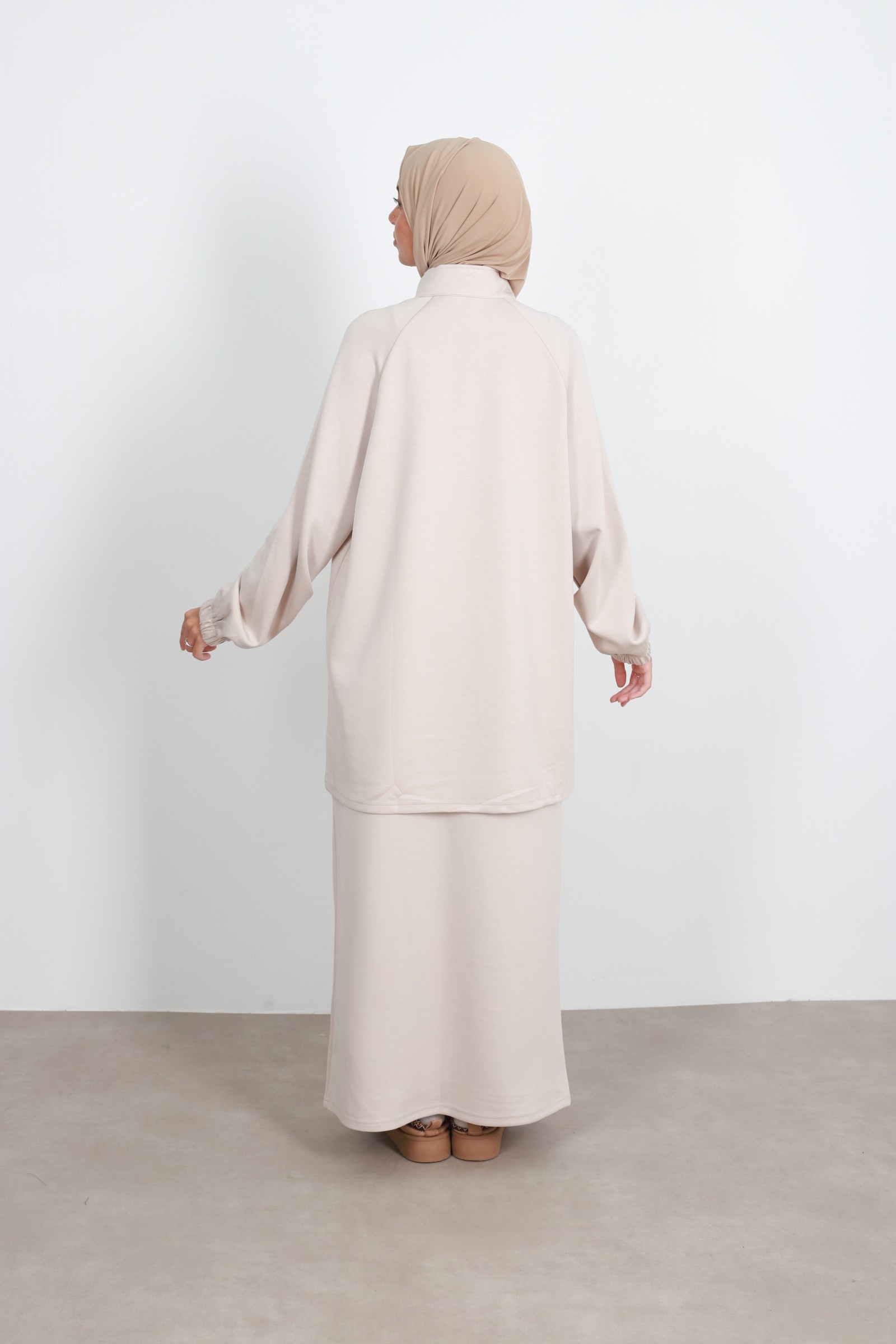 Set woman veiled skirt cream, hijeb woman 2023