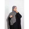 Hijab to put on dark gray hat