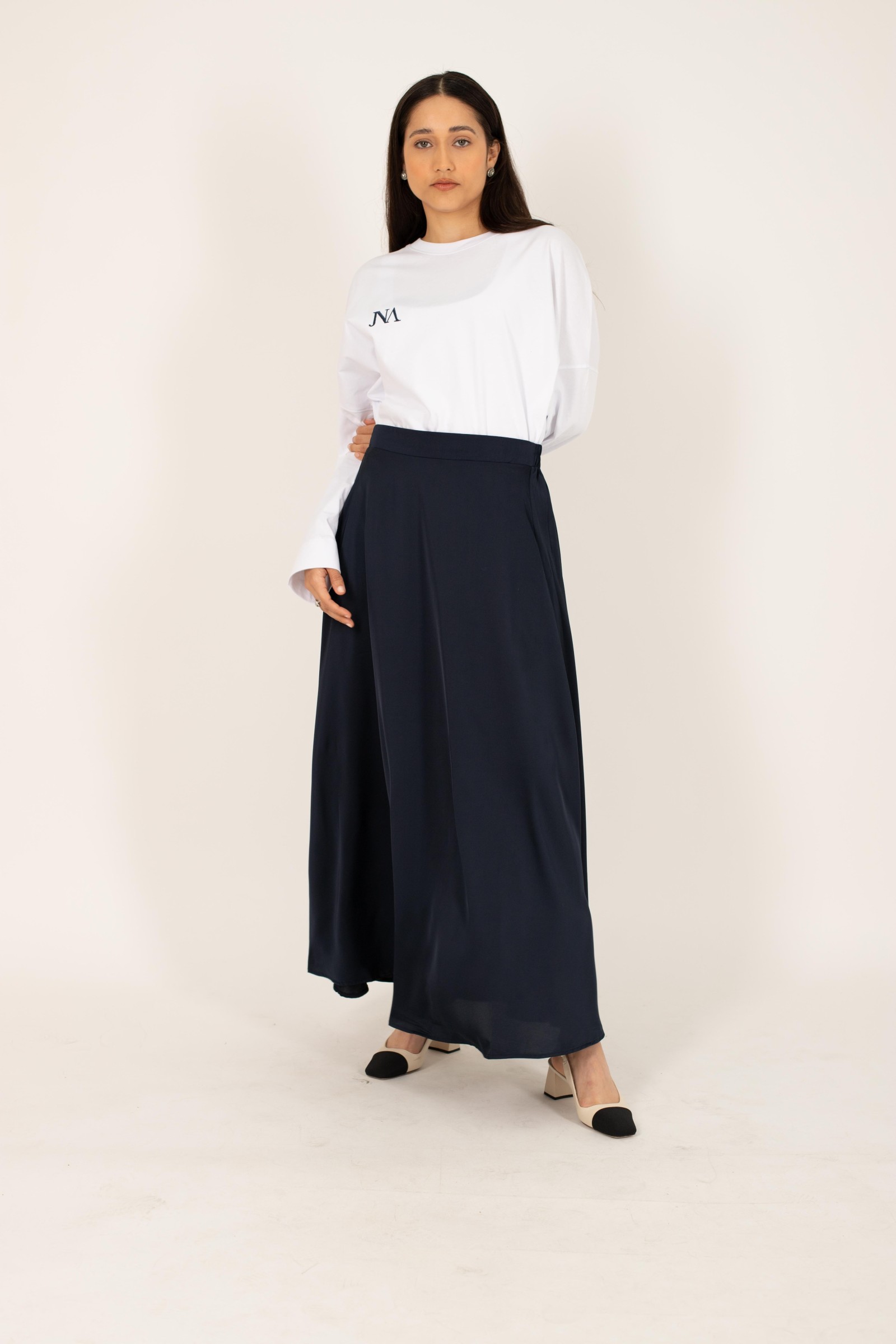 Mastour long satin flared skirt for Muslim women