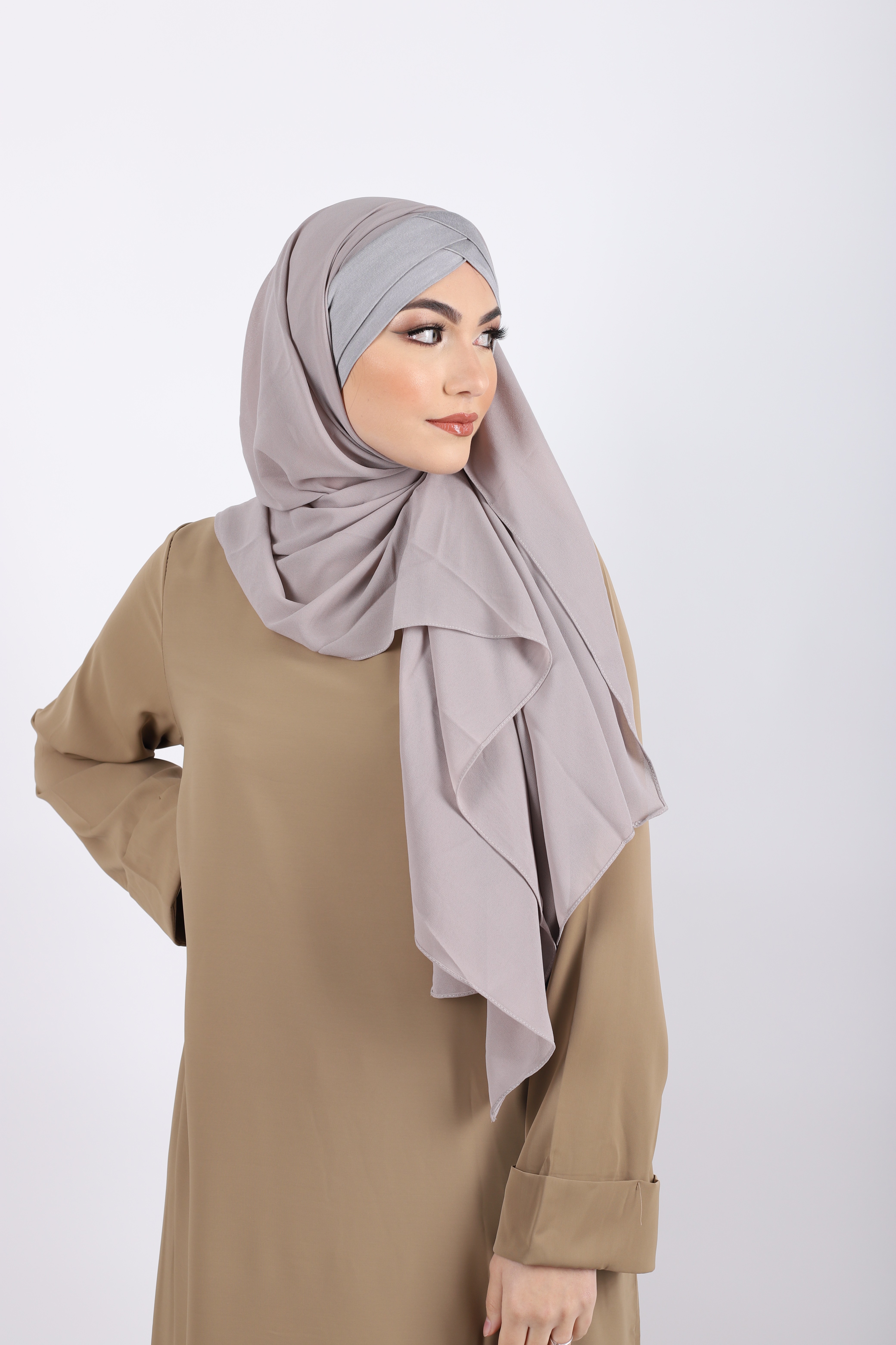 Hijab a enfiler bonnet gris