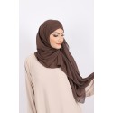 Hijab à enfiler mousseline marron