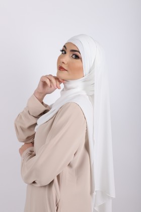 Hijab à enfiler mousseline blanc